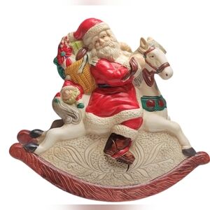 Vtg Ceramic Santa Music Box